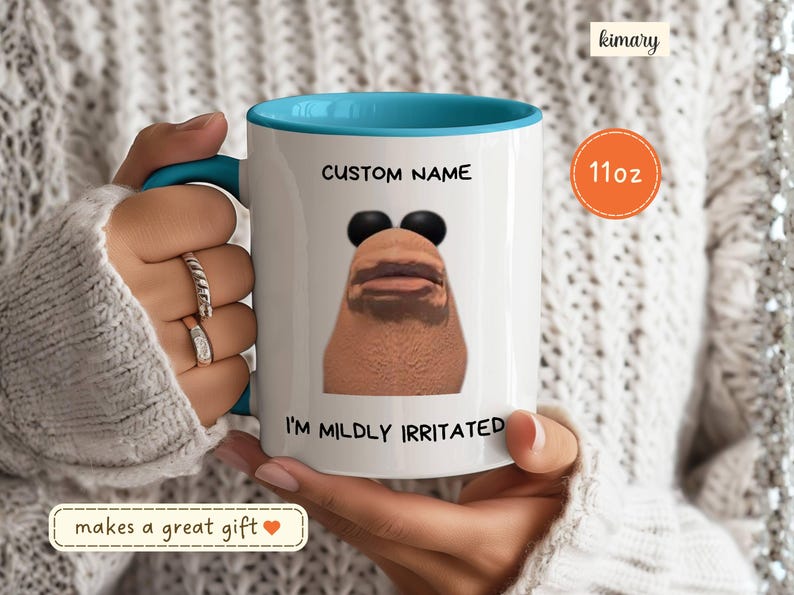 Marcus the Worm Personalized Gift Mug, Marcus The Worm Merch, Funny Meme Brain Rot Shirt, Marcus I'm Mildly Irritated, Brain Rot Mug, marcus image 5