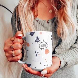 Ghostly Halloween Coffee Mug, Spooky Pumpkin Design