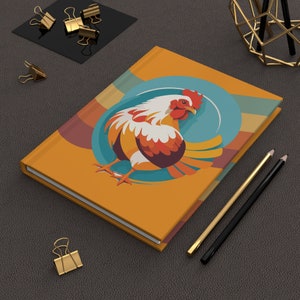 Retro Chicken Tapa dura Diario Mate - Cuaderno de regalo para hombres, mujeres, adolescentes, niños, mamás y papás, jardineros de patio trasero y educadores en el hogar