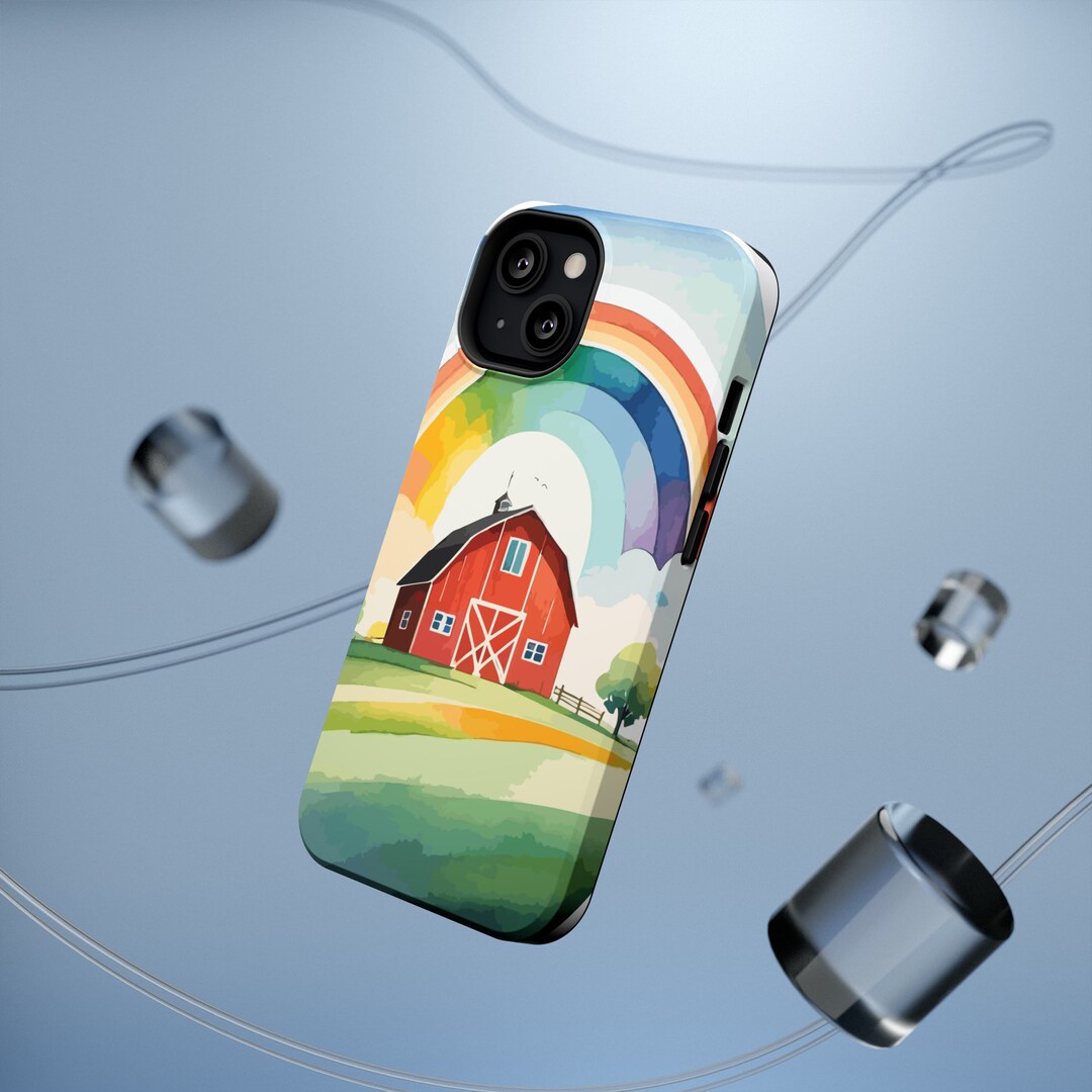 Watercolor Rainbow Barn Impact-resistant Cases for iPhone and Samsung ...