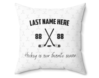 Custom Hockey Pillow Cover + Polyester Pillow | Includes last name and number