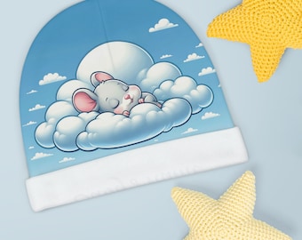 Personalized Sleepy Mouse Baby Shower Gifts Infant Hat Soft Baby Beanie