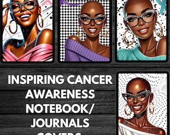 Inspirujące okładki notatników na temat świadomości raka | Projekty PNG w wysokiej rozdzielczości | Natychmiastowe pobieranie