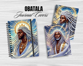 Okładki dzienników inspirowane Obatala | Pobierz cyfrowo Bold AI | Sztuka duchowa