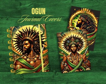 Okładki dzienników inspirowane Ogunem | Pobierz cyfrowo Bold AI | Sztuka duchowa