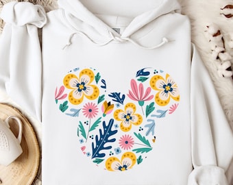 Disney Floral Mickey Head Hoodie, Disney Mickey Hoodie, Mickey Head Hoodie, Disneyworld Hoodie, Disney Family Hoodie, Mickey Mouse Hoodie