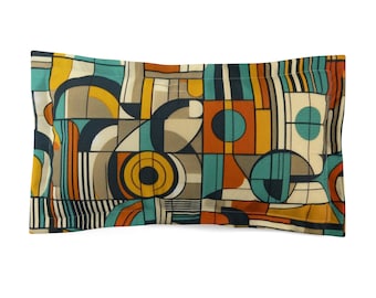Mid-Century Modern Swirl Pillowcase - Vibrant Teal & Orange Abstract Design l 2024 Trends l Comtemporary Style