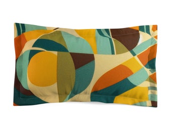 Mid-Century Modern Swirl Pillowcase - Vibrant Teal & Orange Abstract Design l Contemporary style l 2024 Trends