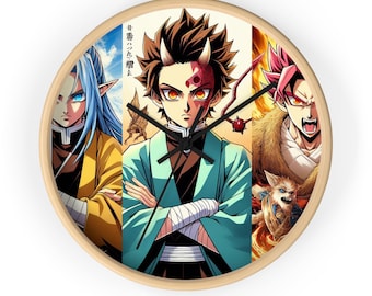 Anime Crossover Wanduhr - Jujutsu Kaisen Dämonentöter, Dragon Ball Z Einzigartiges handgemachtes Dekor für Manga Fans Jujutsu Kaisen Manga Wanduhr