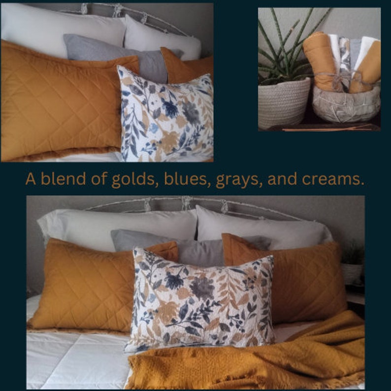 Package of 6 High Quality Pillowcases in Shades of Gold, Gray, Blue and