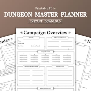 DnD DM Planner Bundle, Dungeons and Dragons Campaign and Player Trackers (Digital PDF)