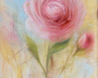 Rose &  Bud Giclee Print, Floral Still Life