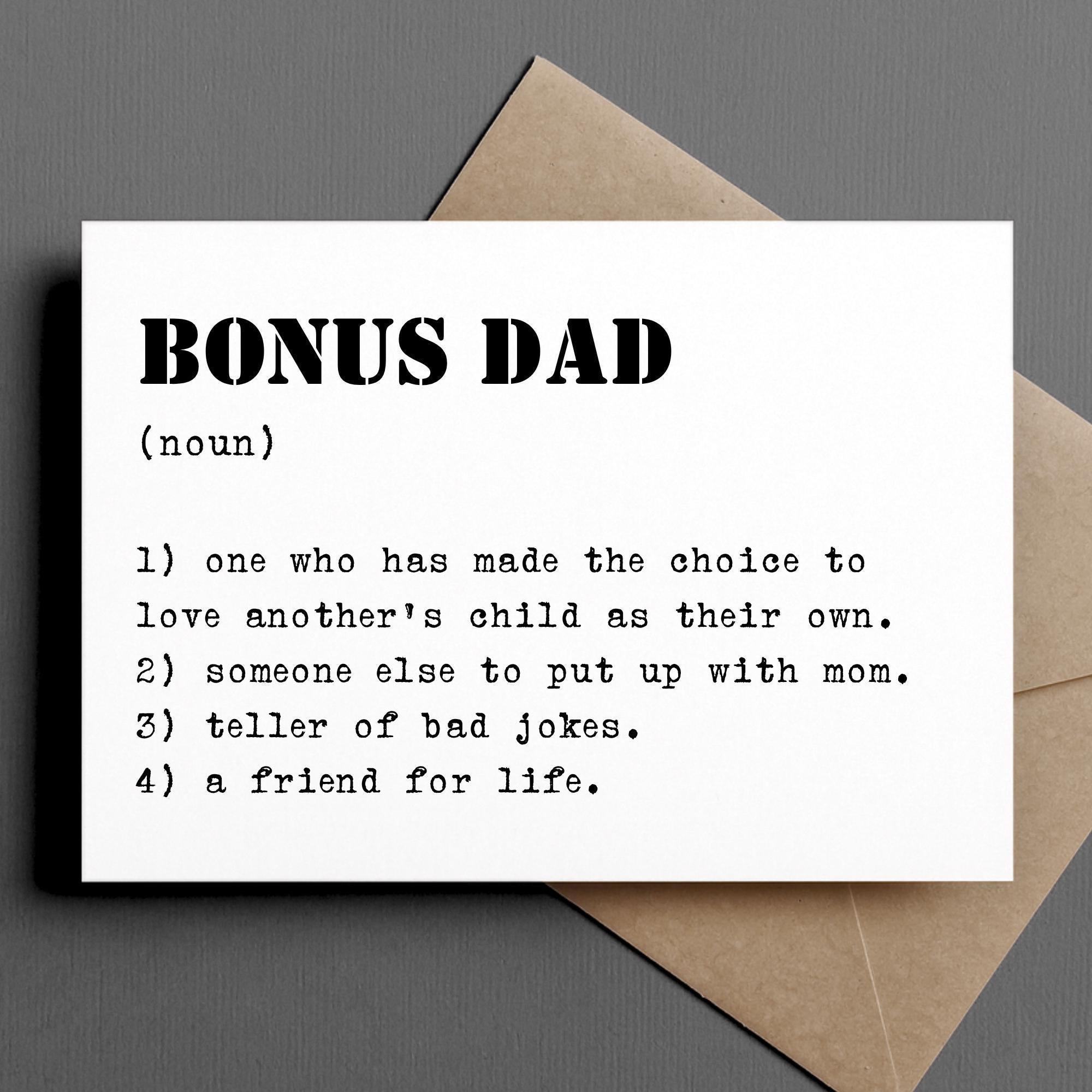 Sweet Stepdad/bonus Dad Birthday, Father's Day or Anytime Card | BONUS DAD  Definition. - Etsy, image size:2000x2000