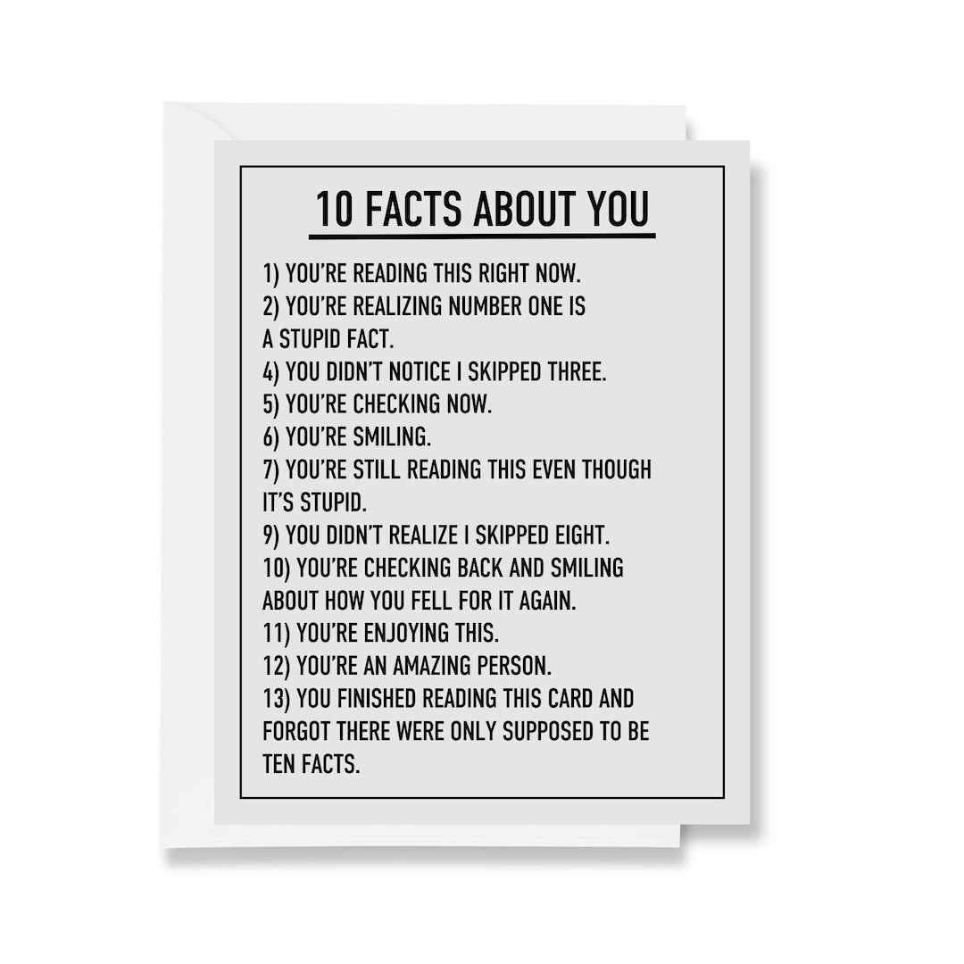 10 Facts About You Greeting Card - Etsy