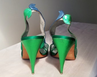 Vintage Maud Frizon Size 37 (AU 6) Emerald Leather Heels