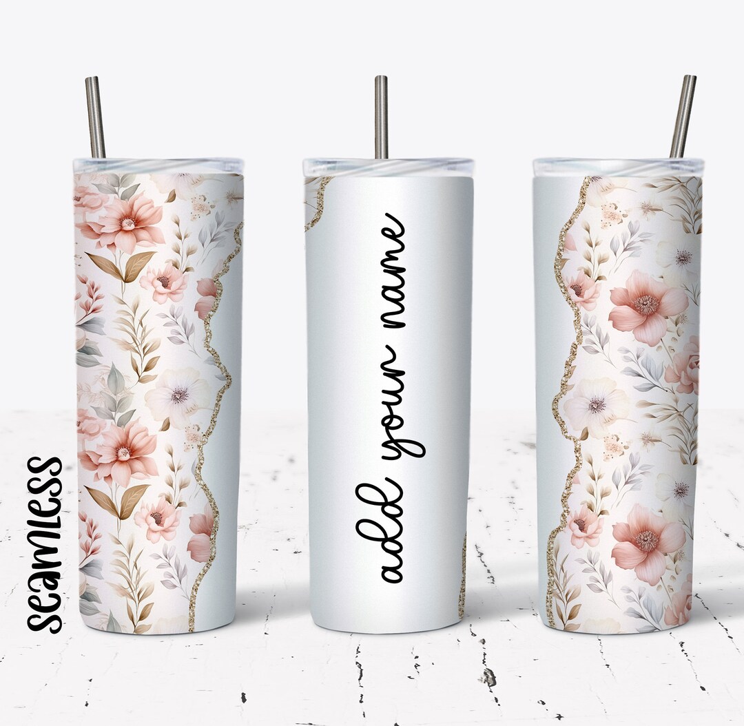 Add Your Name Boho Floral Tumbler Wrap - 20 Oz Skinny Tumbler ...