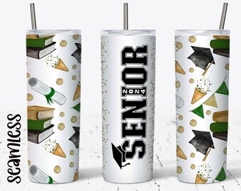 Senior 2024 Tumbler Wrap - 20 Oz Skinny Tumbler - Sublimation Design - Instant Digital Download - Seamless Tumbler PNG