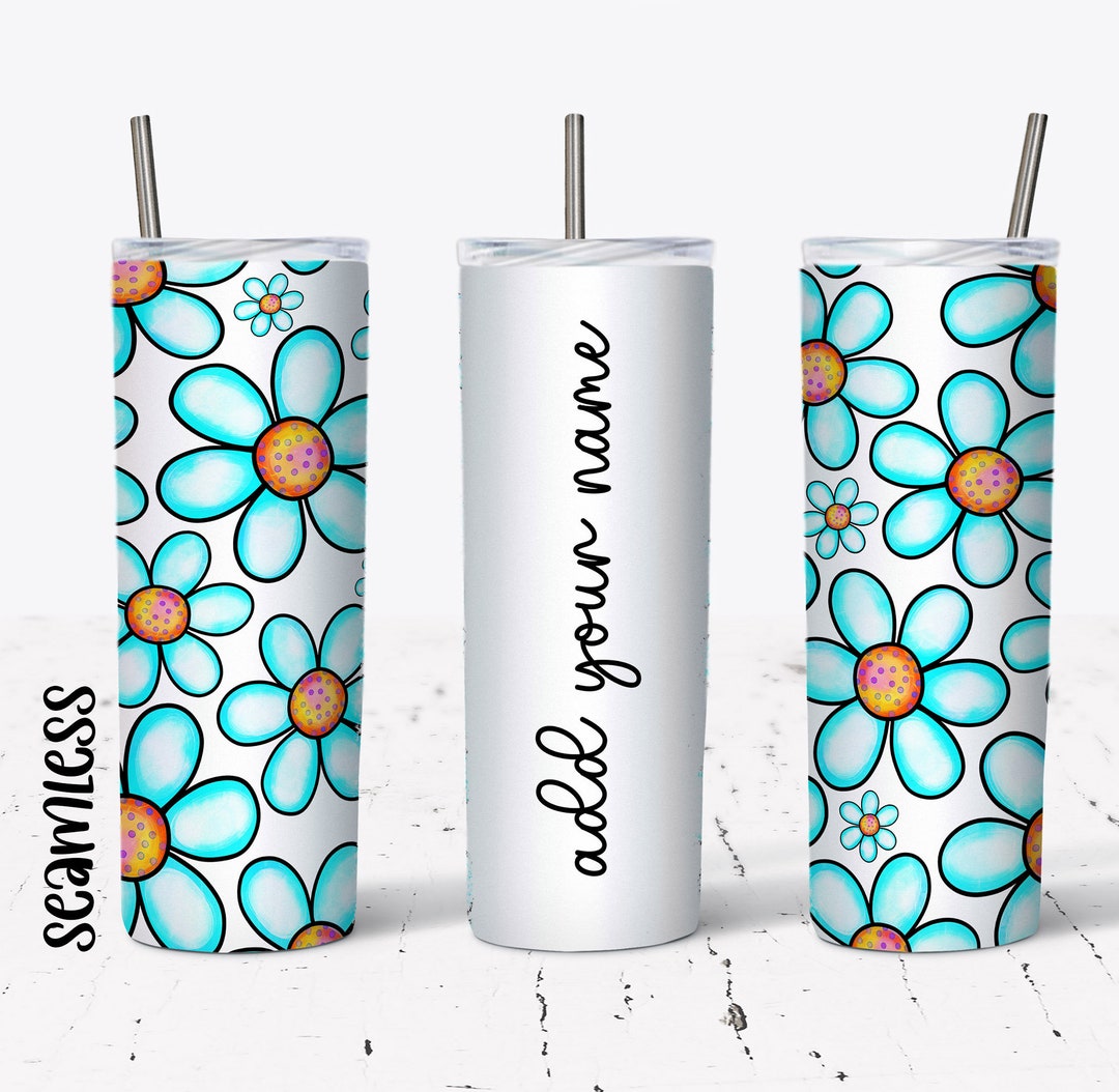 Blue Floral Tumbler Wrap - 20 Oz Skinny Tumbler - Sublimation Design ...