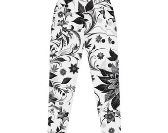 Legging croisé fleuri noir et blanc avec poches