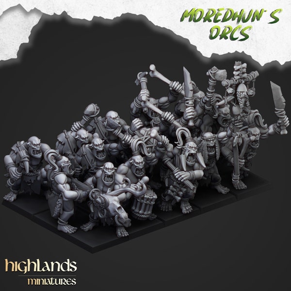 10 Cave Orcs with Hand Weapons - Highlands Miniatures