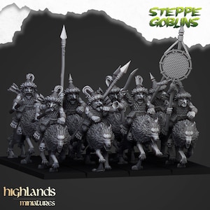 Mounted Steppe Goblins with Spears - Highlands Miniatures