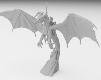 Dark Elf Noble on Black Dragon - Ilhadiel Miniatures