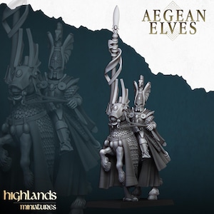 Aegean Elf Mounted Lord - Highlands Miniatures