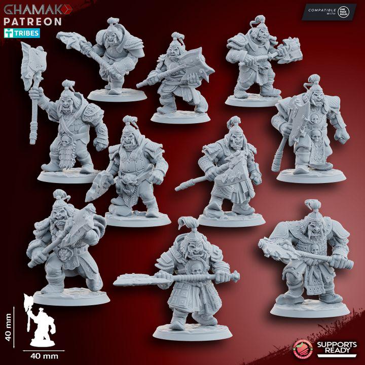 Grey waste orcs with two-handed weapons - GHAMAK