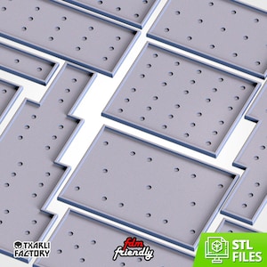 May include: A set of six gray plastic trays with a grid of holes. The trays are designed to be used with a 3D printer to create a variety of objects. The trays are labeled "fdm friendly" and "STL FILES".