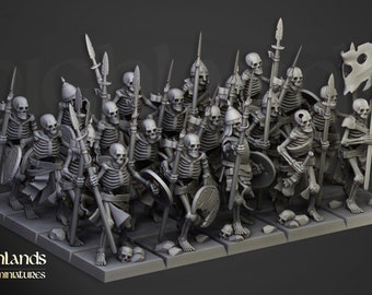 Skeleton Warriors with Spears Unit - Highlands Miniatures