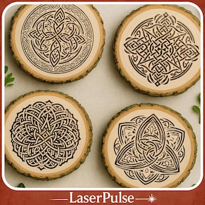 Pakiet SVG PNG z grawerunkiem węzłów celtyckich, 4 irlandzkie wzory węzłów gaelickich na Dzień Świętego Patryka, deski do wędlin i szyldy