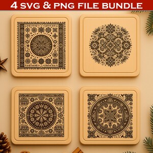 Pacchetto SVG Nordic Yule / 4 disegni di incisione scandinavi per insegne tagliate al laser / Compatibile con Glowforge Lightburn / Decorazioni invernali pagane