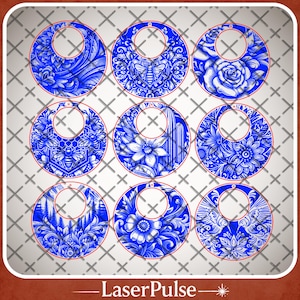 Boho Floral Earring SVG Bundle, 9 Laser Cut Dangle Earrings for Glowforge Lightburn Jewelry Making, Wood and Acrylic Ready Files image 3