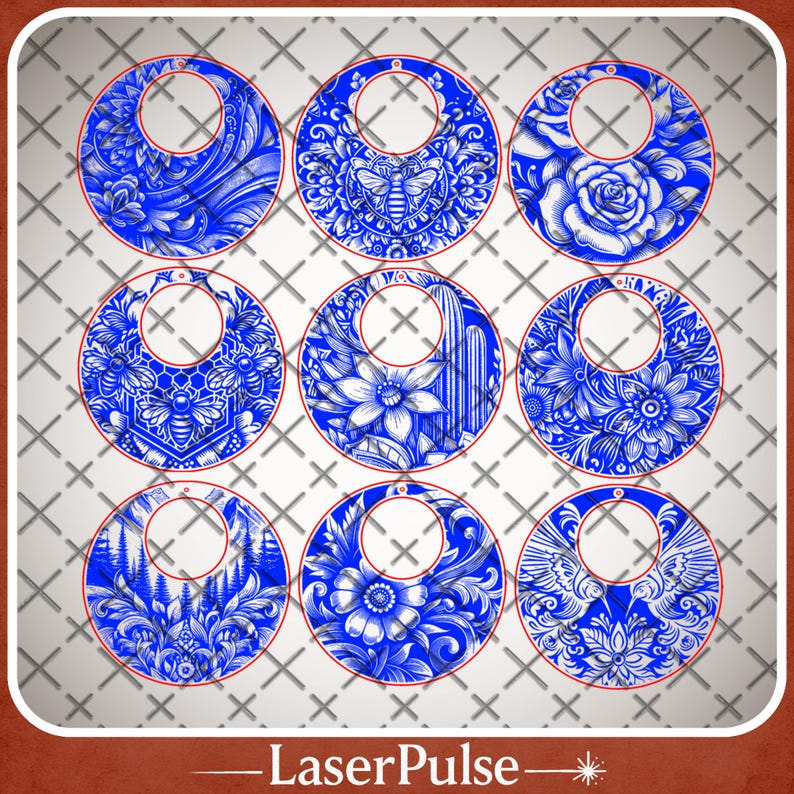 Boho Floral Earring SVG Bundle, 9 Laser Cut Dangle Earrings for Glowforge Lightburn Jewelry Making, Wood and Acrylic Ready Files image 3