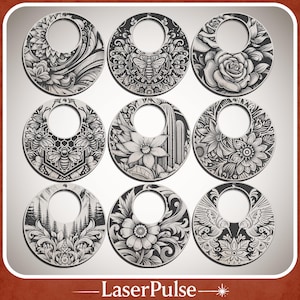 Boho Floral Earring SVG Bundle, 9 Laser Cut Dangle Earrings for Glowforge Lightburn Jewelry Making, Wood and Acrylic Ready Files image 2