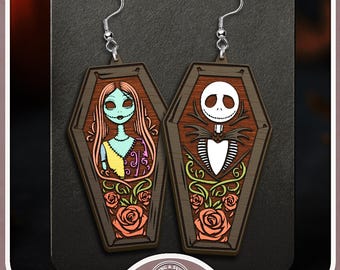 Character Halloween Earrings SVG – Spooky Laser Cut Dangle Earring SVG File, Nightmare Town Inspired Jewelry for Glowforge Lightburn