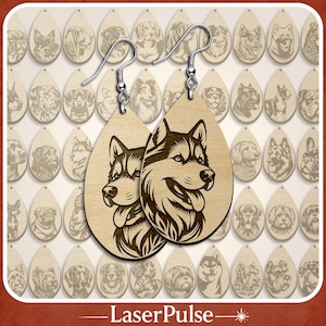 Dog Breed Earring SVG Bundle, 50 Teardrop Earrings for Laser Cutting and Engraving, Pet Lover Dog Mom Jewelry Files Glowforge Lightburn