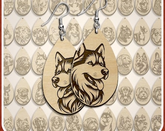 Dog Breed Earring SVG Bundle, 50 Teardrop Earrings for Laser Cutting and Engraving, Pet Lover Dog Mom Jewelry Files Glowforge Lightburn
