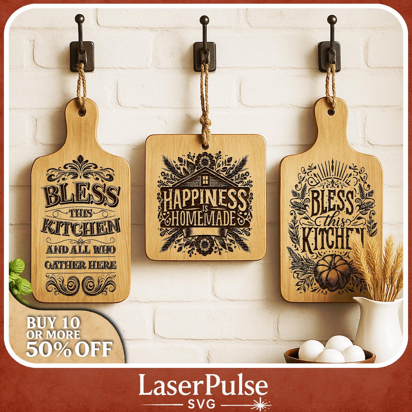 Rustic Farmhouse Kitchen SVG Bundle, Bless This Kitchen and Happiness ...