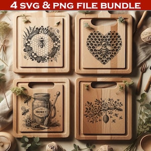 Honey Bee SVG & PNG Bundle – Floral Bee Engraving Designs for Glowforge, Lightburn, Sublimation  Craft Projects