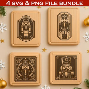Pacote SVG do Soldado Quebra-Nozes | 4 Desenhos de Gravação para Projetos de Corte a Laser | Decoração de Natal | Compatível com Glowforge Lightburn