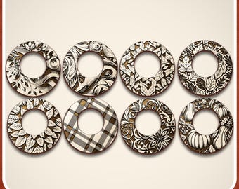 Fall Whimsy Earring SVG Bundle, 8 Round Hoop Earrings for Laser Cutting and Engraving, Autumn Boho Jewelry Files Glowforge Lightburn
