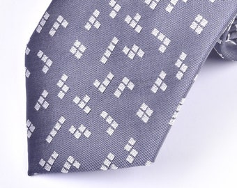 Grey Tetris Necktie - videogame necktie - gamer gift, men's gamer gift, men's gaming gift - gamer necktie - video game necktie, christmas