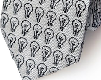 Men's Lightbulb Necktie - Electricity Necktie - Electrician Gift - Electrical Engineer Gift - Electrician Necktie - Nerd Gift for Men