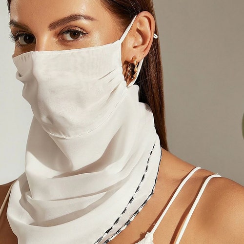 Summer Breathable Light Thin Chiffon Face Mask Veil in Black Etsy