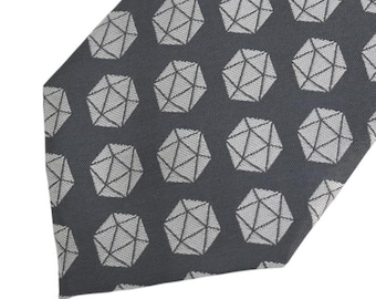 Dungeons and Dragons necktie - board game necktie - dice necktie - 20 sided dice necktie - gamer gift - board game gift for men