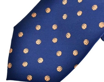 Basketball Necktie - Navy Basketball tie - Blue Basketball tie - Basketball Tie - Basketball coach gift - basketball team gift