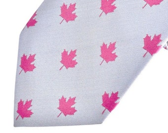 Canada necktie - canadian necktie - maple leaf necktie - red maple leaf tie - Canada gift for men - canadian gift for men