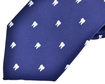 Dentist Necktie, Dentist Tie - Navy Blue Dentist Necktie - Designed by Maker V