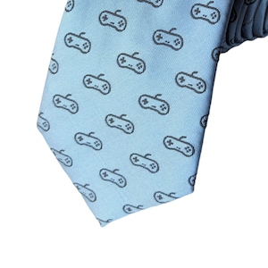 Light Blue Video Game Necktie, necktie - gamer gift, men&#39;s gamer gift, men&#39;s gaming gift - gamer necktie - video game necktie, handmade